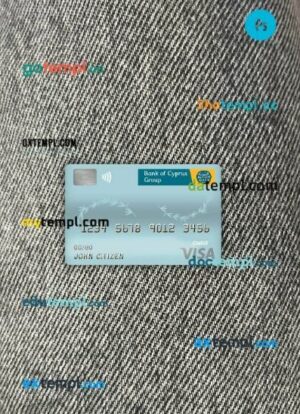 Cyprus bank of cyprus visa debit card PSD scan and photo-realistic snapshot, 2 in 1