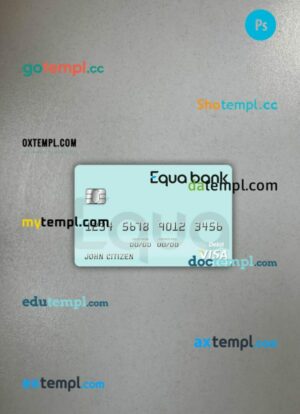 Czech Equa Bank visa debit card PSD scan and photo-realistic snapshot, 2 in 1