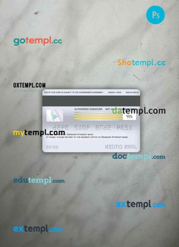 Denmark Nykredit bank visa debit card PSD scan and photo-realistic snapshot, 2 in 1 - Image 2