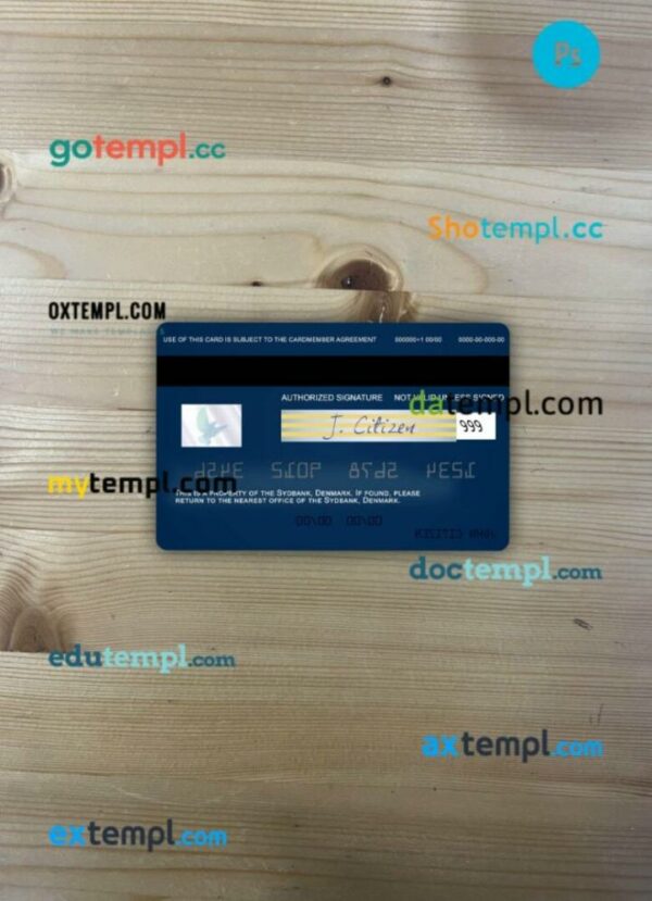 Denmark Sydbank visa card PSD scan and photo-realistic snapshot, 2 in 1 - Image 2