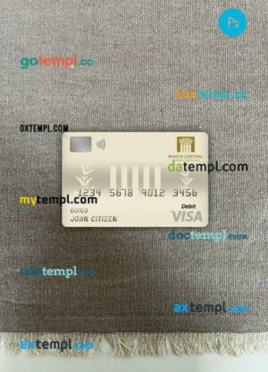 Dominican Republic Central bank visa debit card PSD scan and photo-realistic snapshot, 2 in 1