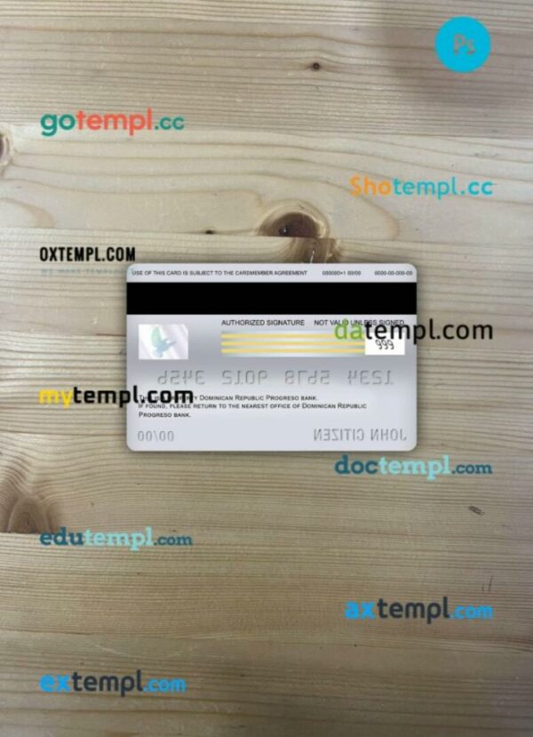 Dominican Republic Progreso bank visa debit card PSD scan and photo-realistic snapshot, 2 in 1 - Image 2