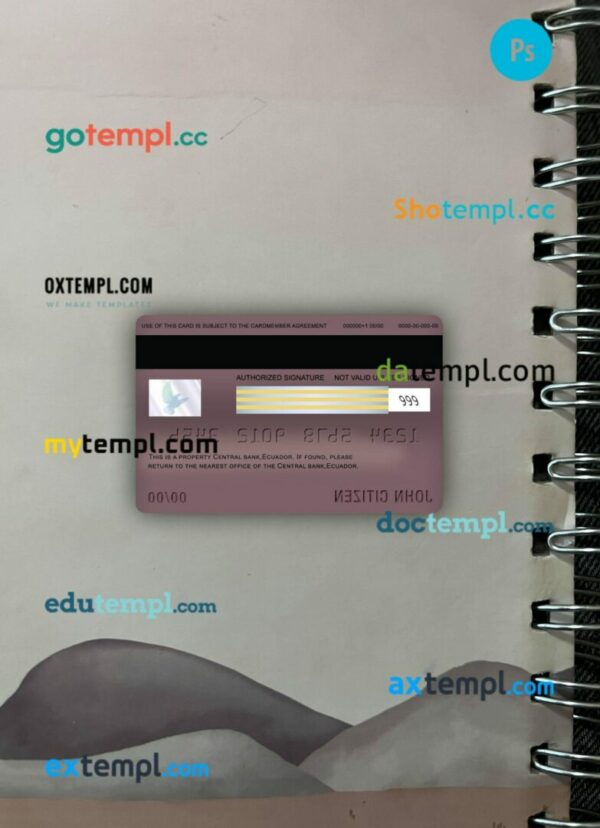 Ecuador Central bank visa signature card PSD scan and photo-realistic snapshot, 2 in 1 - Image 2
