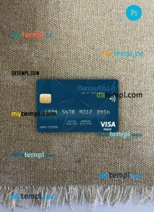 El Salvador Banco Azul de El Salvador visa debit card PSD scan and photo-realistic snapshot, 2 in 1
