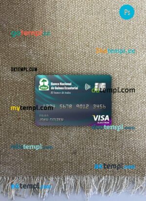 Equatorial Guinea National bank visa electron card PSD scan and photo-realistic snapshot, 2 in 1