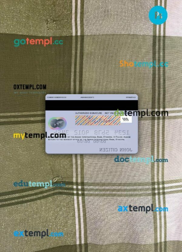 Ethiopia Awash International Bank mastercard PSD scan and photo taken image, 2 in 1 - Image 2