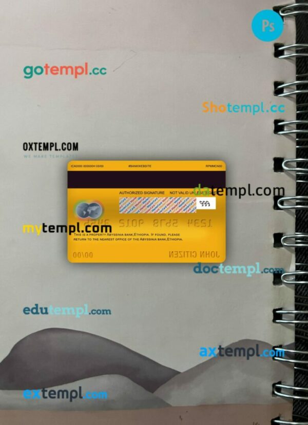 Ethiopia Bank of Abyssinia bank mastercard PSD scan and photo taken image, 2 in 1 - Image 2