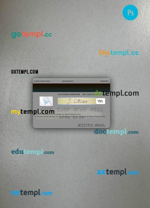 Fiji Bank of South Pacific visa debit card PSD scan and photo-realistic snapshot, 2 in 1 - Image 2