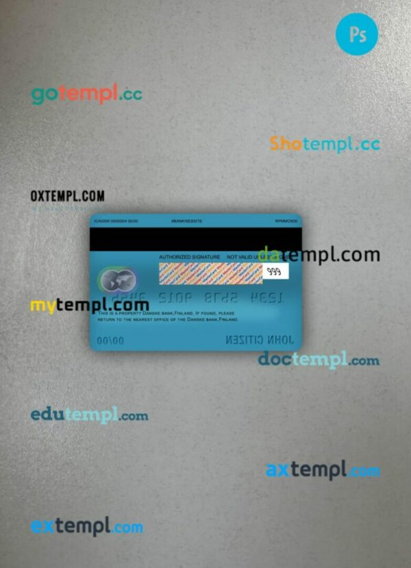 Finland Danske bank mastercard PSD scan and photo taken image, 2 in 1 - Image 2