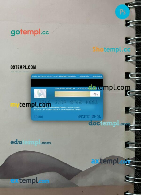 Finland Klarna bank visa electron card PSD scan and photo-realistic snapshot, 2 in 1 - Image 2