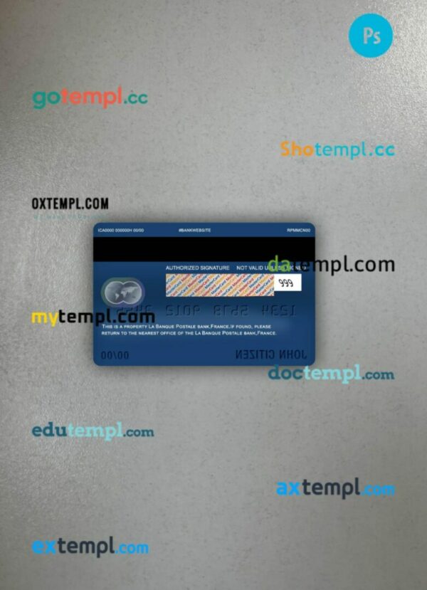 France La Banque Postale bank mastercard PSD scan and photo taken image, 2 in 1 - Image 2