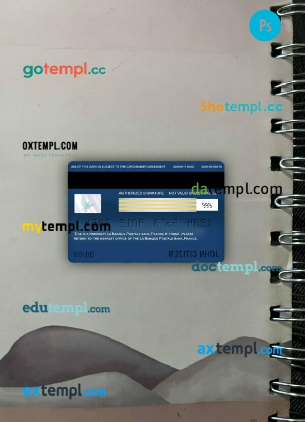 France La Banque Postale bank visa classic card PSD scan and photo-realistic snapshot, 2 in 1 - Image 2