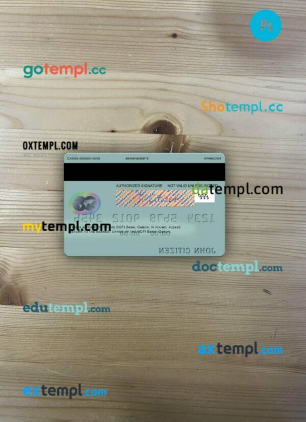 Gabon BGFI Bank mastercard PSD scan and photo taken image, 2 in 1 - Image 2