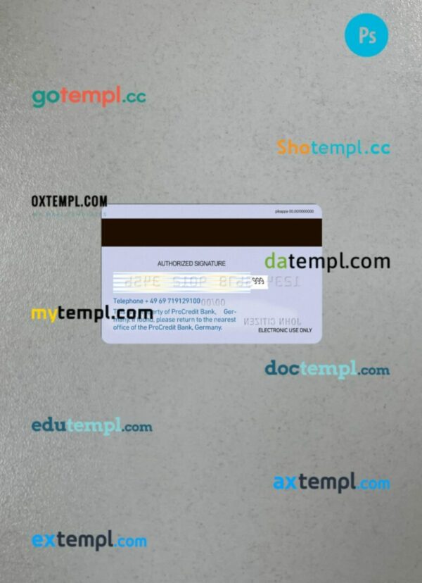 Germany ProCredit Bank VISA Business PSD scan and photo-realistic snapshot, 2 in 1 - Image 2