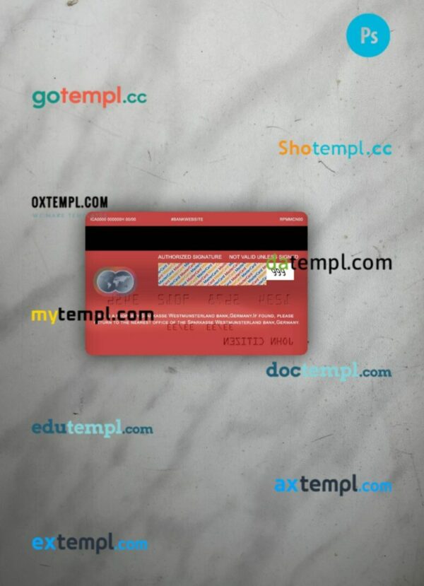 Germany Sparkasse Westmunsterland bank mastercard PSD scan and photo taken image, 2 in 1 - Image 2