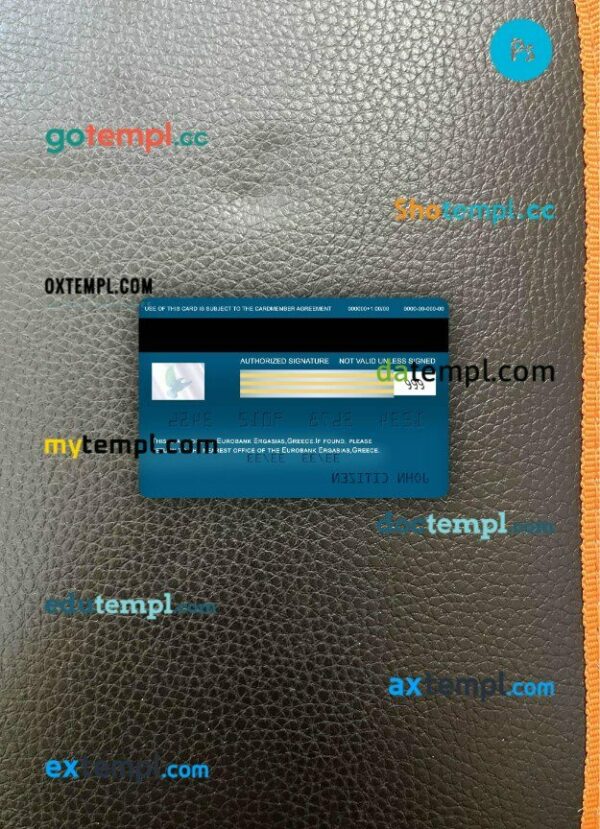 Greece Eurobank ergasias visa classic card PSD scan and photo-realistic snapshot, 2 in 1 - Image 2