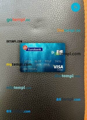 Greece Eurobank ergasias visa classic card PSD scan and photo-realistic snapshot, 2 in 1