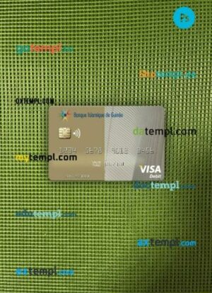 Guinea Banque Islmaique de Guinée visa debit card PSD scan and photo-realistic snapshot, 2 in 1