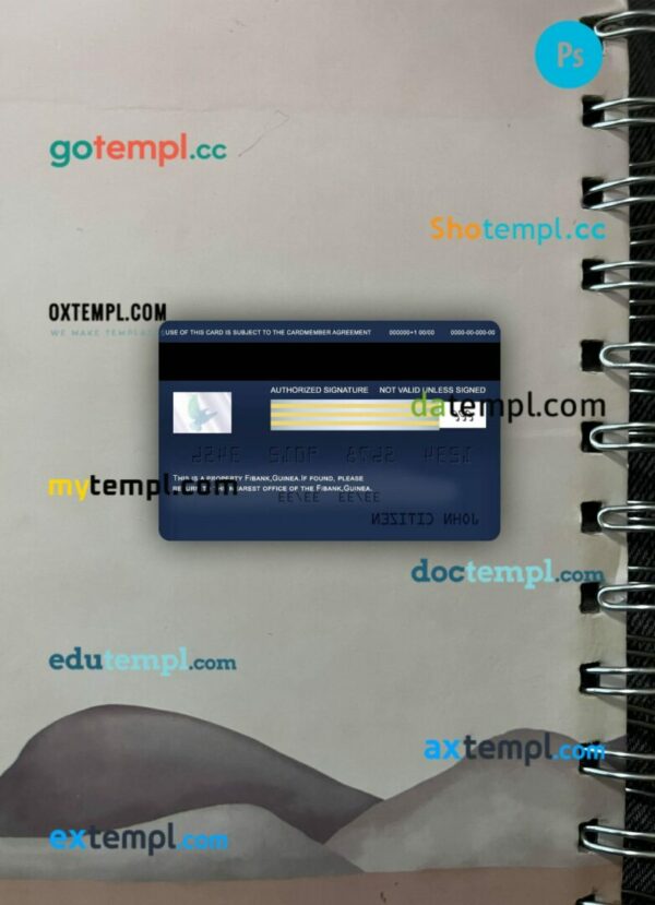Guinea Fibank visa classic card PSD scan and photo-realistic snapshot, 2 in 1 - Image 2