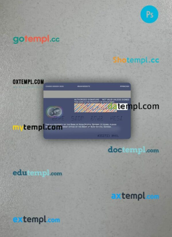 Guyana Bank of Nova Scotia mastercard PSD scan and photo taken image, 2 in 1 - Image 2