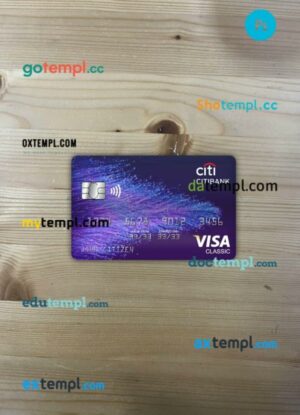 Hong Kong Citibank visa classic card PSD scan and photo-realistic snapshot, 2 in 1