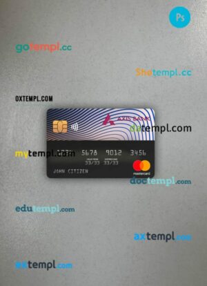 India Axis bank mastercard PSD scan and photo taken image, 2 in 1