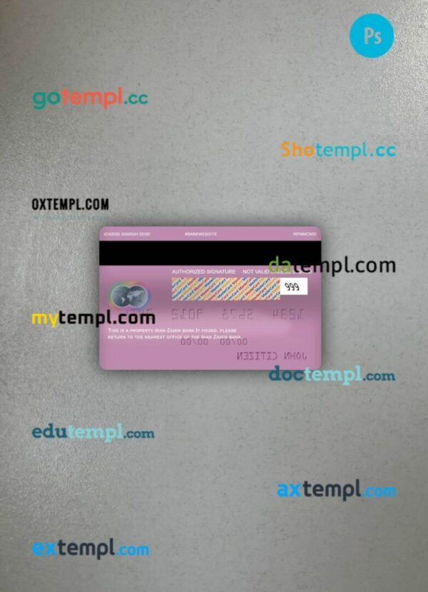Iran Zamin Bank mastercard PSD scan and photo taken image, 2 in 1 - Image 2