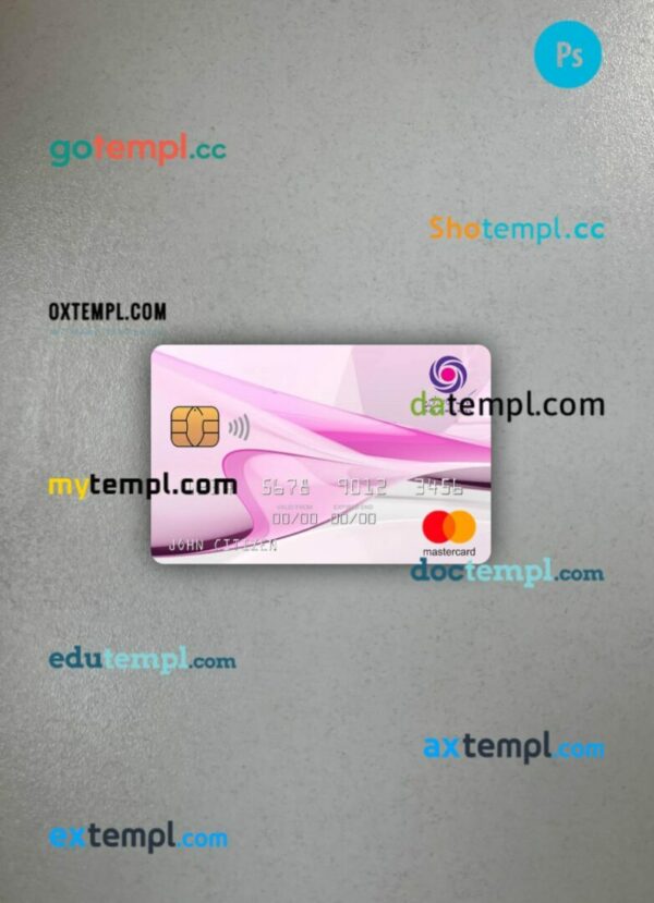 Iran Zamin Bank mastercard PSD scan and photo taken image, 2 in 1