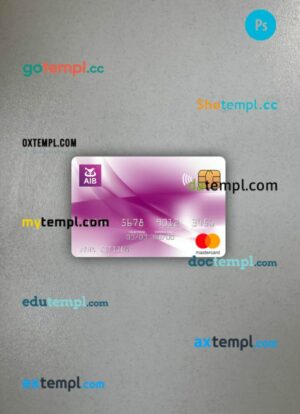 Ireland AIB bank mastercard PSD scan and photo taken image, 2 in 1
