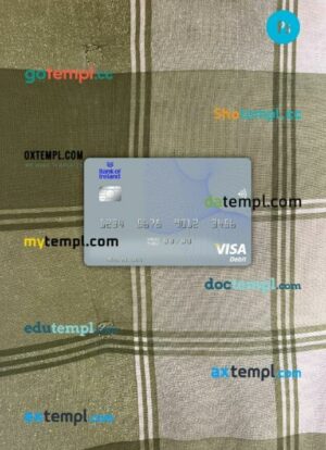 Ireland Bank of Ireland visa debit card PSD scan and photo-realistic snapshot, 2 in 1