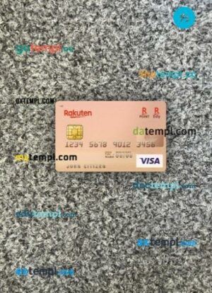 Japan Rakuten Bank visa card PSD scan and photo-realistic snapshot, 2 in 1