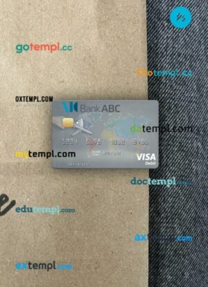 Jordan Arab Banking Corporation (ABC) visa debit card PSD scan and photo-realistic snapshot, 2 in 1