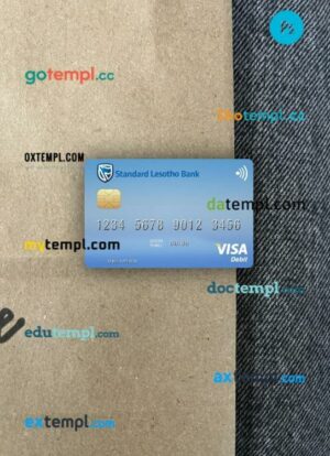 Lesotho Standard Lesotho Bank visa debit card PSD scan and photo-realistic snapshot, 2 in 1