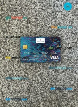 Liechtenstein Neue Bank AG bank visa classic card PSD scan and photo-realistic snapshot, 2 in 1