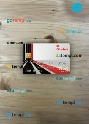 Lithuania (Litva) Citadele bank visa electron card PSD scan and photo-realistic snapshot, 2 in 1