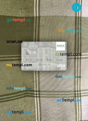Luxembourg Banque Fortuna visa debit card PSD scan and photo-realistic snapshot, 2 in 1