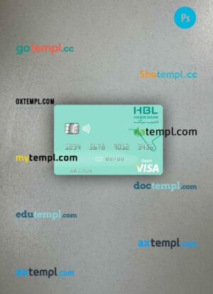 Maldives Habib Bank Limited visa debit card PSD scan and photo-realistic snapshot, 2 in 1