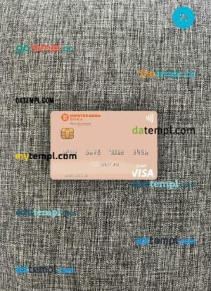 Montenegro Hipotekarna Banka visa debit card PSD scan and photo-realistic snapshot, 2 in 1