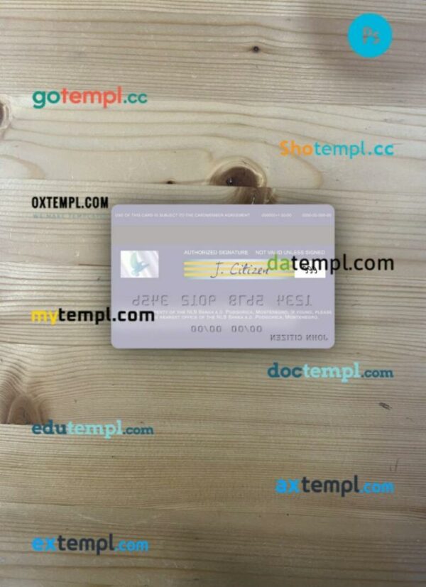 Montenegro NLB Banka a.d. Podgorica visa debit card PSD scan and photo-realistic snapshot, 2 in 1 - Image 2