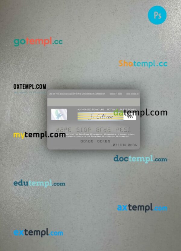 Mozambique Absa Bank Mozambique visa debit card PSD scan and photo-realistic snapshot, 2 in 1 - Image 2