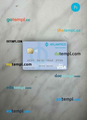 Namibia Banco Atlantico visa debit card PSD scan and photo-realistic snapshot, 2 in 1