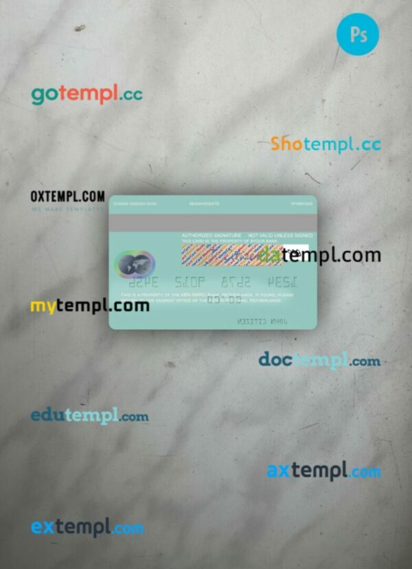 Netherlands ABN AMRO Bank mastercard PSD scan and photo taken image, 2 in 1 - Image 2