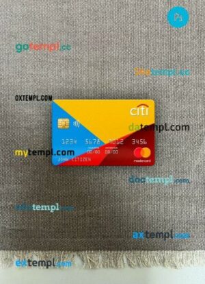 Netherlands Citibank mastercard PSD scan and photo taken image, 2 in 1