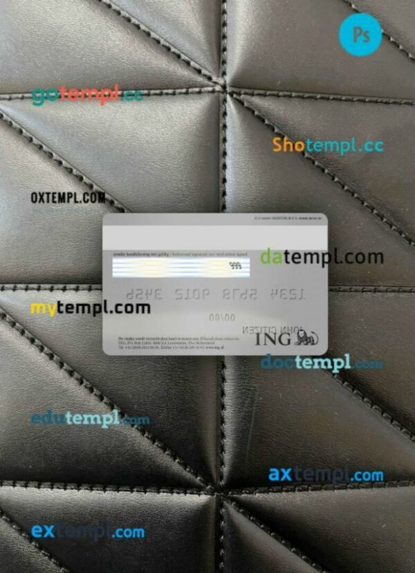 Netherlands ING bank visa card platinum PSD scan and photo-realistic snapshot, 2 in 1 - Image 2