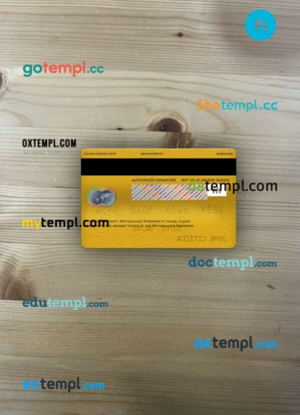Netherlands Rabobank mastercard gold PSD scan and photo taken image, 2 in 1 - Image 2