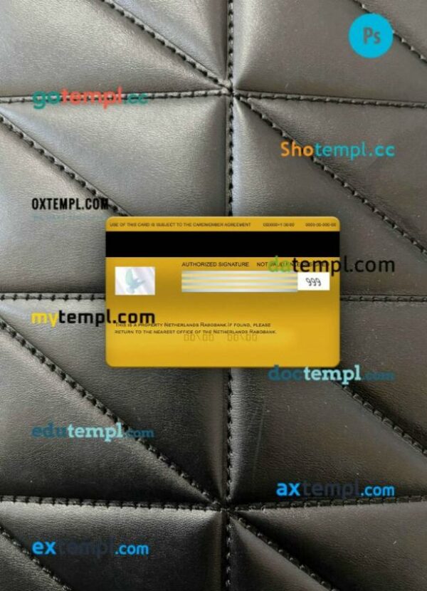 Netherlands Rabobank visa gold card PSD scan and photo-realistic snapshot, 2 in 1 - Image 2