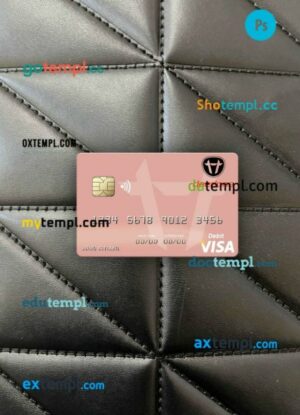 North Korea Daedong Credit Bank visa debit card PSD scan and photo-realistic snapshot, 2 in 1