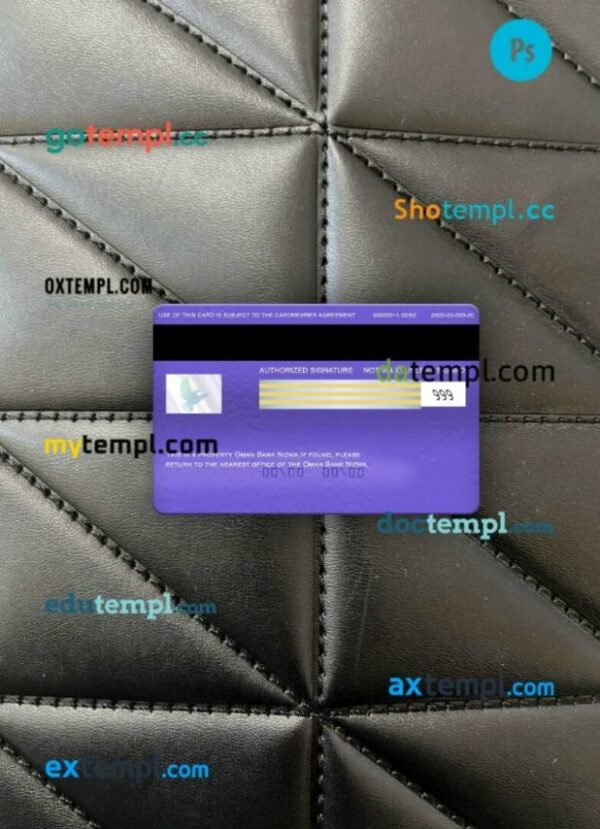 Oman Bank Nizwa visa classic card PSD scan and photo-realistic snapshot, 2 in 1 - Image 2