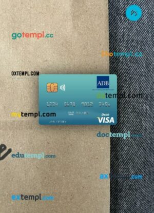 Palau ADB Bank visa debit card PSD scan and photo-realistic snapshot, 2 in 1