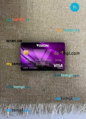 Paraguay Vision Banco bank visa classic card PSD scan and photo-realistic snapshot, 2 in 1